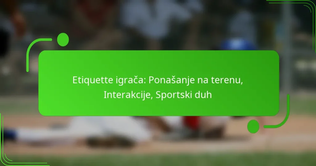 Etiquette igrača: Ponašanje na terenu, Interakcije, Sportski duh