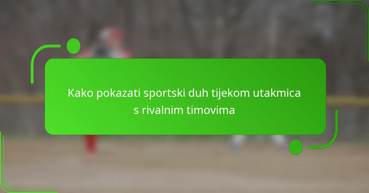 Kako pokazati sportski duh tijekom utakmica s rivalnim timovima