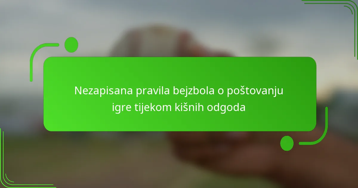 Nezapisana pravila bejzbola o poštovanju igre tijekom kišnih odgoda