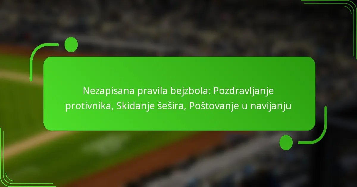 Nezapisana pravila bejzbola: Pozdravljanje protivnika, Skidanje šešira, Poštovanje u navijanju