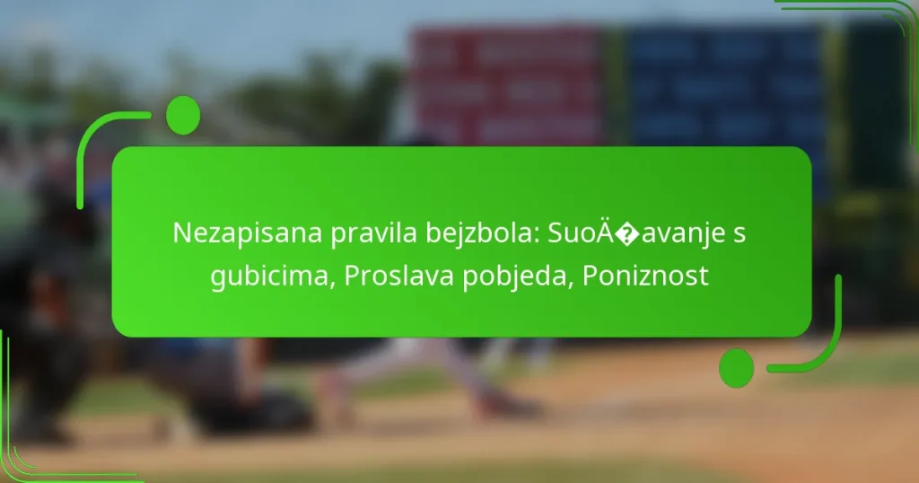 Nezapisana pravila bejzbola: Suočavanje s gubicima, Proslava pobjeda, Poniznost