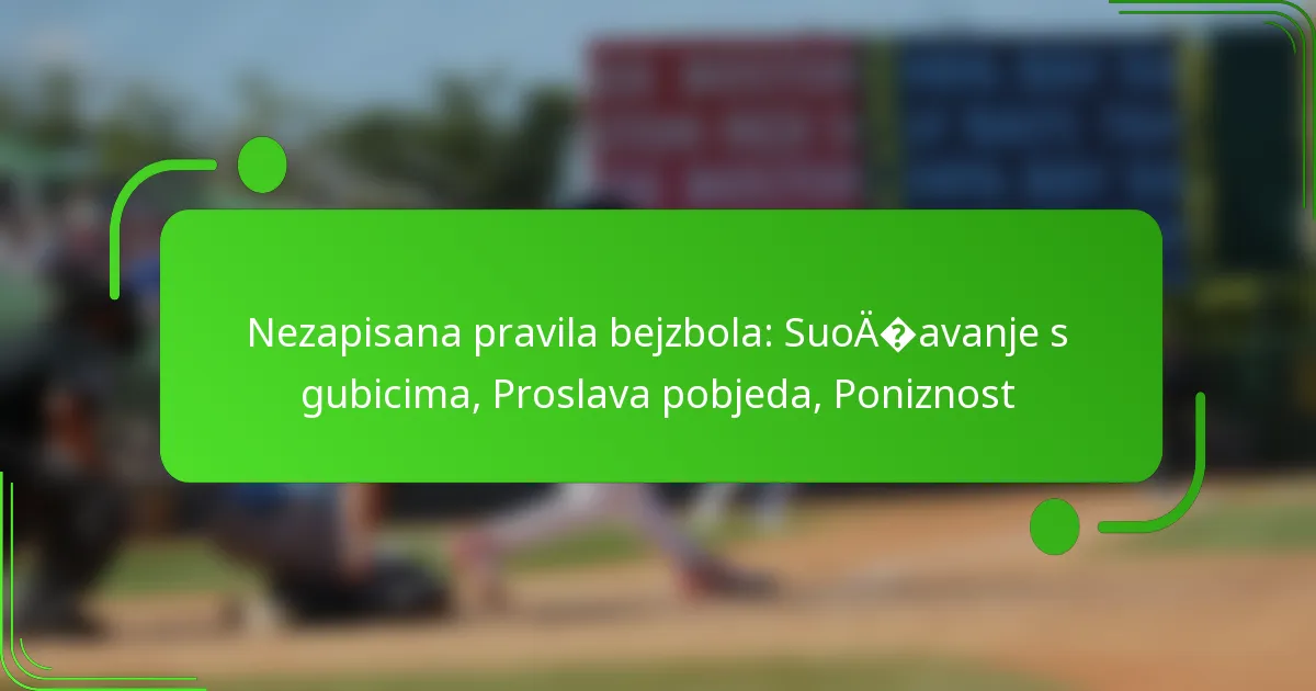 Nezapisana pravila bejzbola: Suočavanje s gubicima, Proslava pobjeda, Poniznost