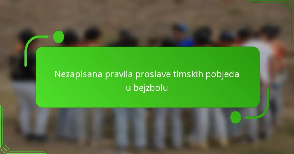 Nezapisana pravila proslave timskih pobjeda u bejzbolu