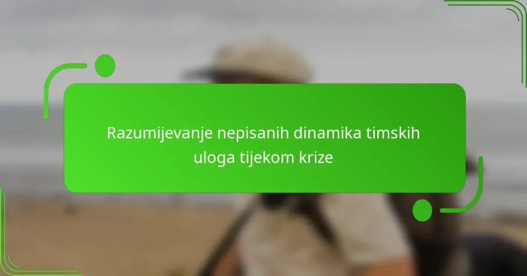 Razumijevanje nepisanih dinamika timskih uloga tijekom krize
