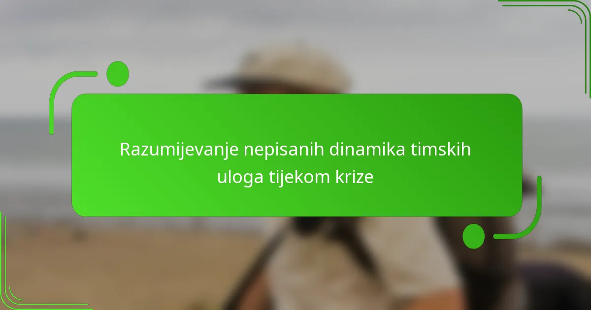 Razumijevanje nepisanih dinamika timskih uloga tijekom krize