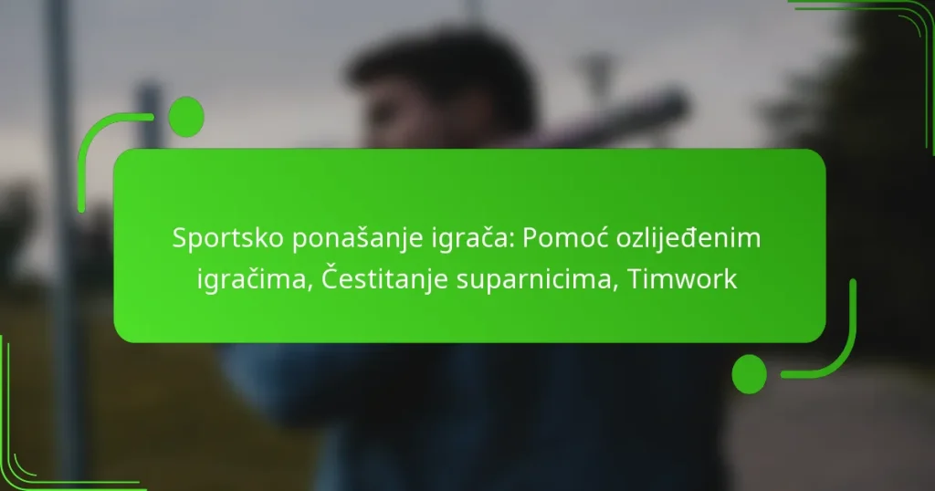 Sportsko ponašanje igrača: Pomoć ozlijeđenim igračima, Čestitanje suparnicima, Timwork