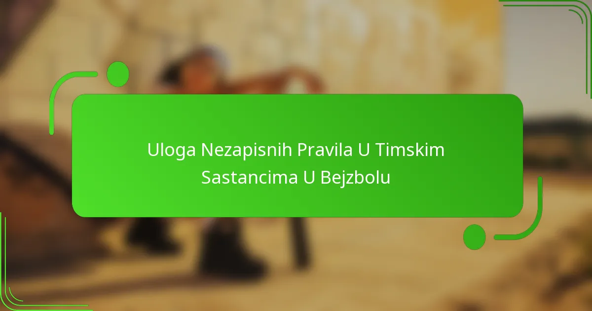 Uloga Nezapisnih Pravila U Timskim Sastancima U Bejzbolu