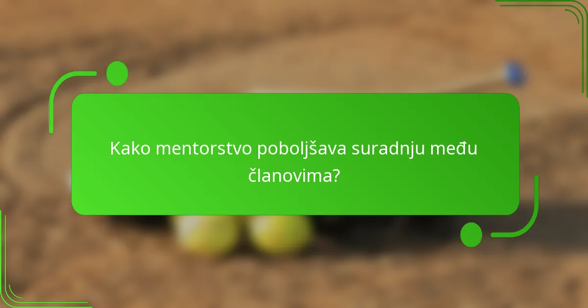 Kako mentorstvo poboljšava suradnju među članovima?