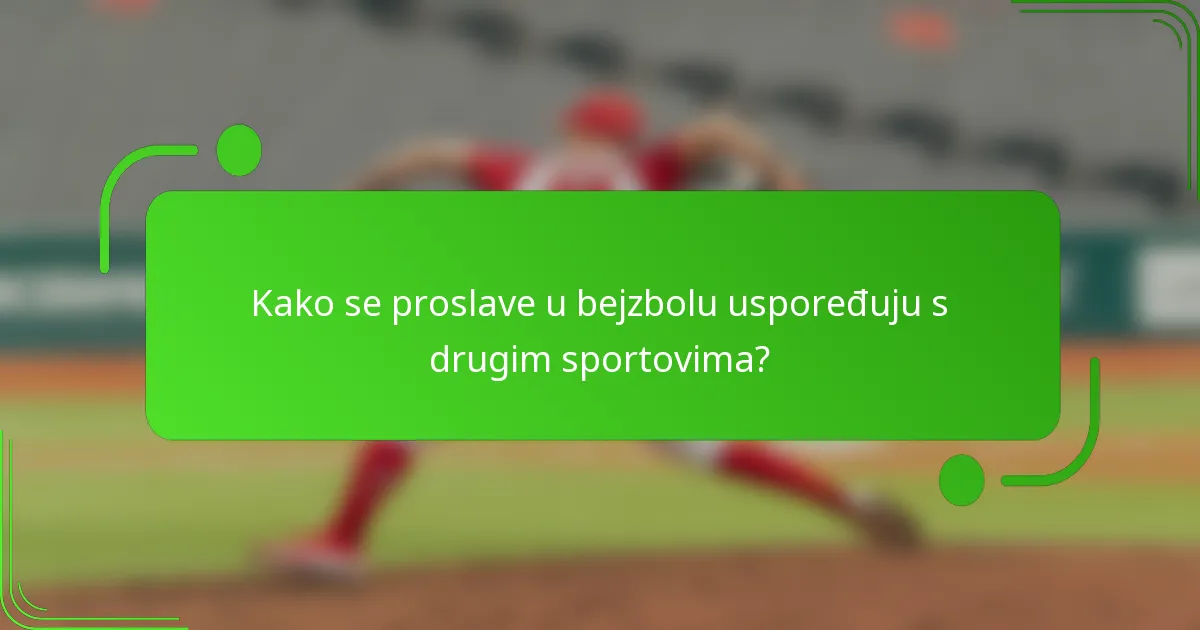 Kako se proslave u bejzbolu uspoređuju s drugim sportovima?